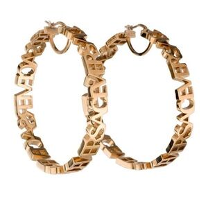 Versace Gold Logo Hoop Earrings
